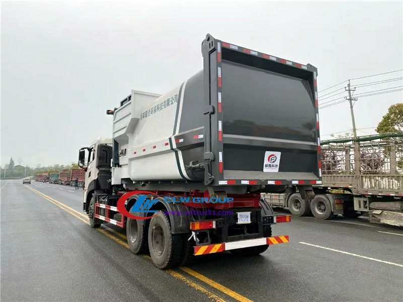Hook lift garbage truck with 18 ton Compressed Garbage Station
