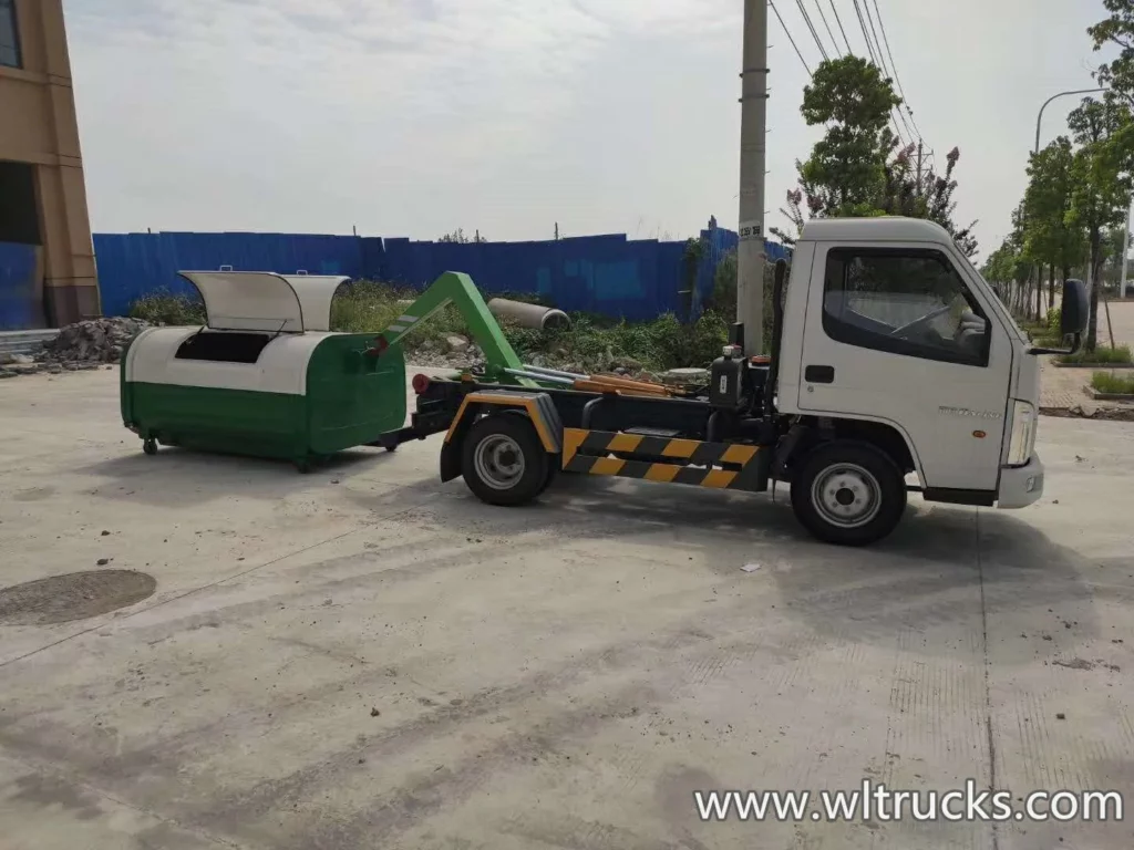FAW 3cbm hook bin truck for sale Laos