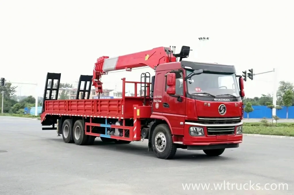 shacman 10 ton flatbed truck with crane